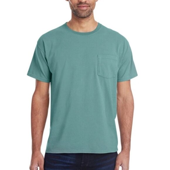 NWOT Lands' End Men's XL Super-T Green Crewneck Pocket Tee - Picture 1 of 7